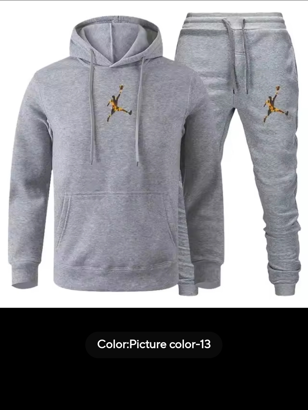 Jordan Gray Hooded Sweatshirt and Jogger Set with Yellow Logo